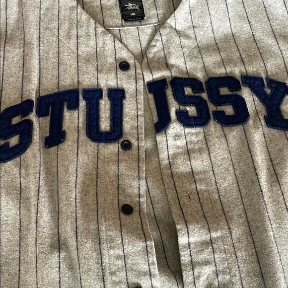 Stussy Gray and Blue Baseball Jersey - Picture 3 of 4